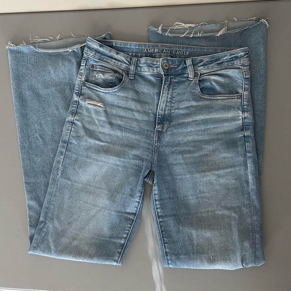 American Eagle Super Hi-Rise Distressed Flare Jeans